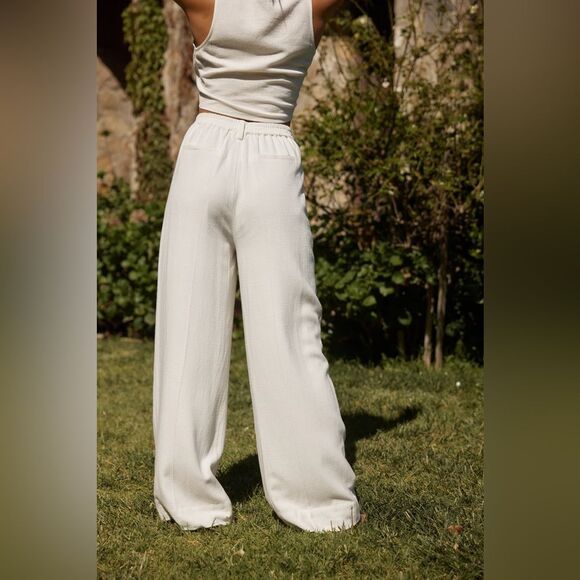 NWT 12th Tribe Diane White Linen Trouser - Picture 3 of 4